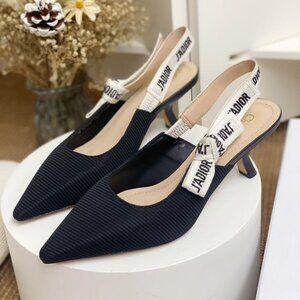 Dior Black and White Slingback Heels